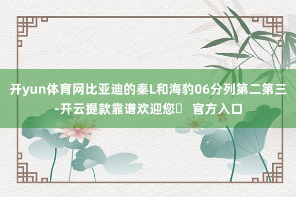 开yun体育网比亚迪的秦L和海豹06分列第二第三-开云提款靠谱欢迎您✅ 官方入口