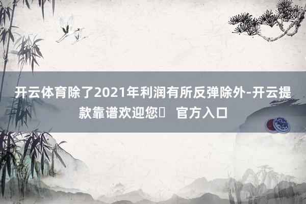 开云体育除了2021年利润有所反弹除外-开云提款靠谱欢迎您✅ 官方入口